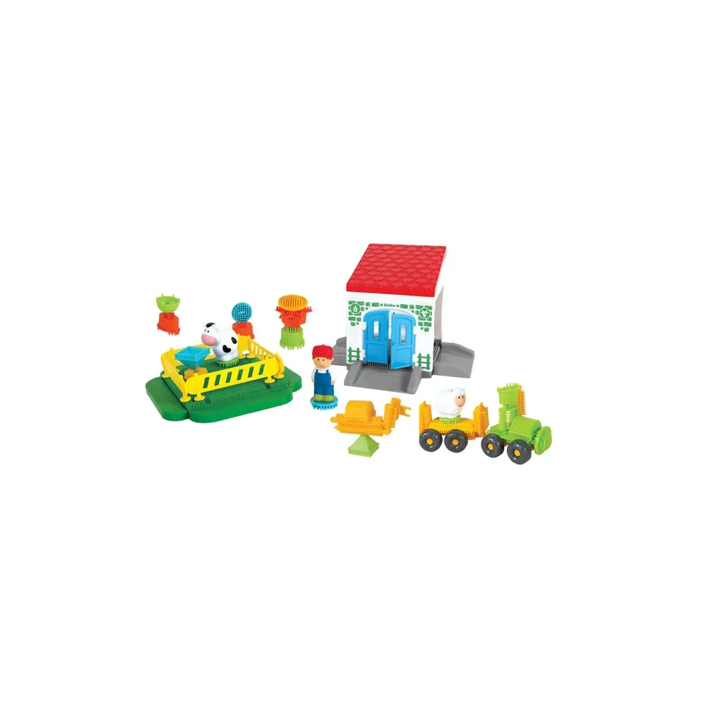 MOCHTOYS Klocki Jeżyki Pin Bricks FARMA w Kartonie 100 el. + 3 Figurki