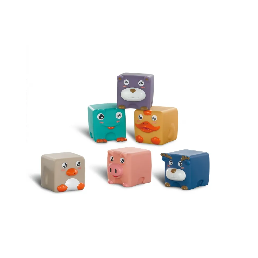 WOOPIE BABY Klocki Sensoryczne Układanka do Ściskania Dźwięk Zwierzątka 12 el.