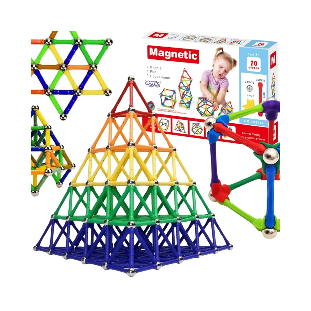 WOOPIE Klocki Magnetyczne Konstrukcyjne Układanka Kreatywna 70 el.