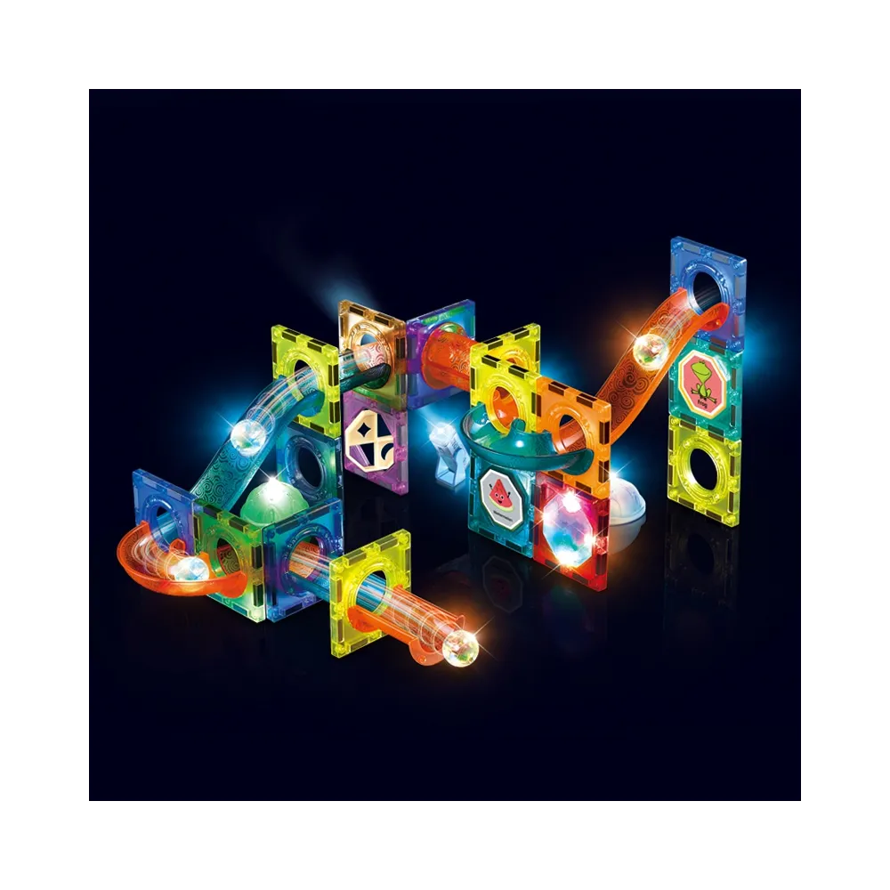 WOOPIE Klocki Magnetyczne Tor Kulkowy Świetlny Kulodrom 49 el.