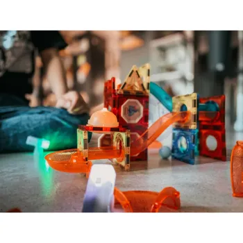 WOOPIE Klocki Magnetyczne Tor Kulkowy Świetlny Kulodrom 49 el.