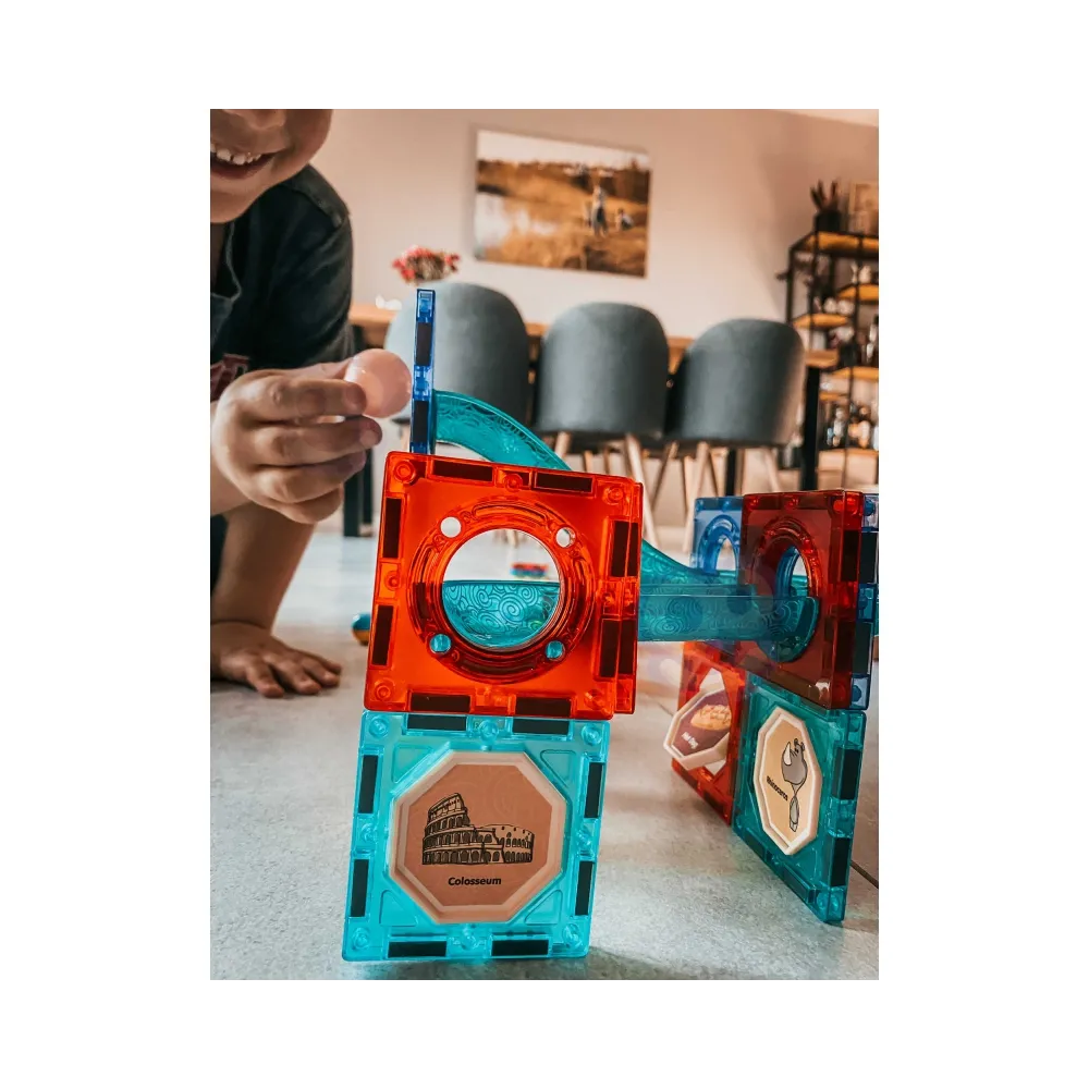 WOOPIE Klocki Magnetyczne Tor Kulkowy Świetlny Kulodrom 49 el.