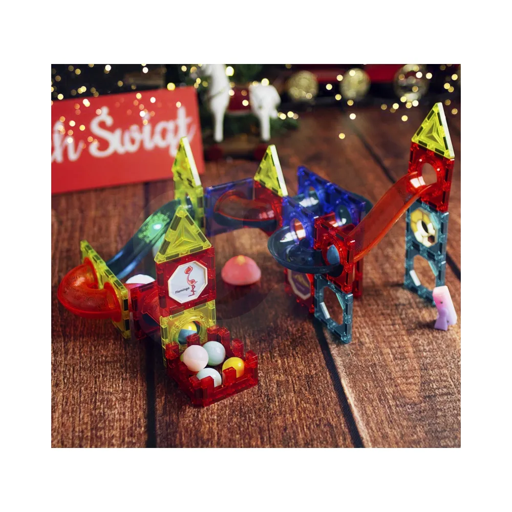 WOOPIE Klocki Magnetyczne Tor Kulkowy Świetlny Kulodrom 75 el.