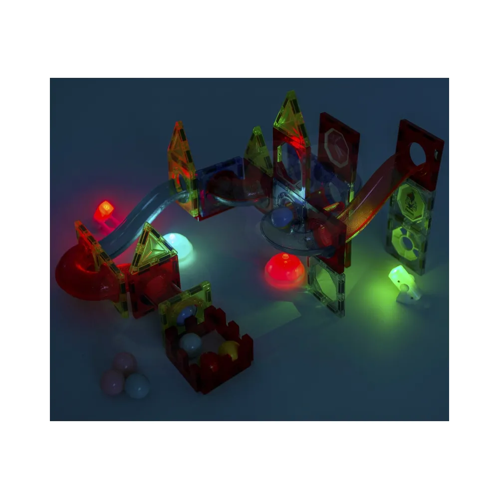 WOOPIE Klocki Magnetyczne Tor Kulkowy Świetlny Kulodrom 75 el.