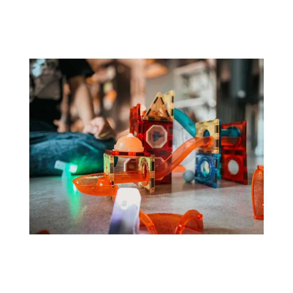 WOOPIE Klocki Magnetyczne Tor Kulkowy Świetlny Kulodrom 75 el.