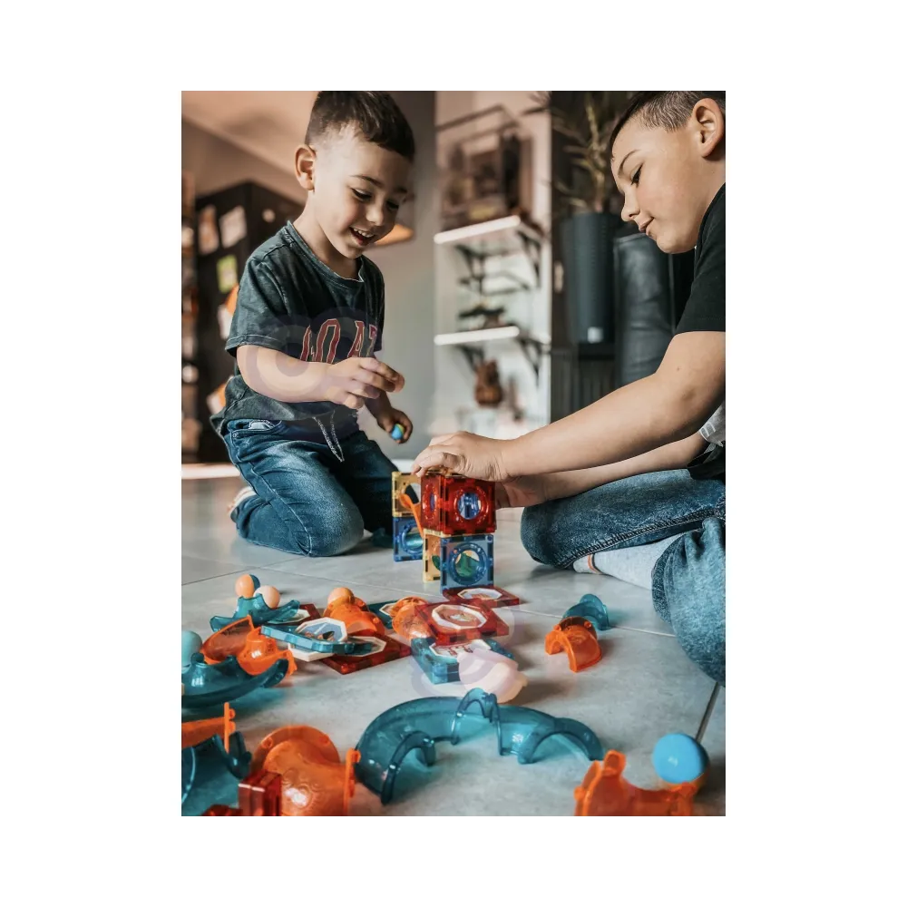 WOOPIE Klocki Magnetyczne Tor Kulkowy Świetlny Kulodrom 75 el.