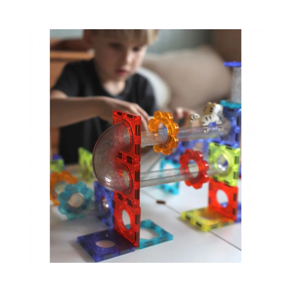 WOOPIE Klocki Magnetyczne Tor Kulkowy Zwierzęcy Raj 104 el.