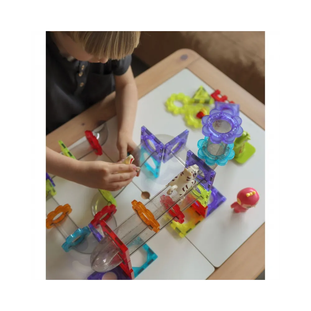 WOOPIE Klocki Magnetyczne Tor Kulkowy Zwierzęcy Raj 104 el.