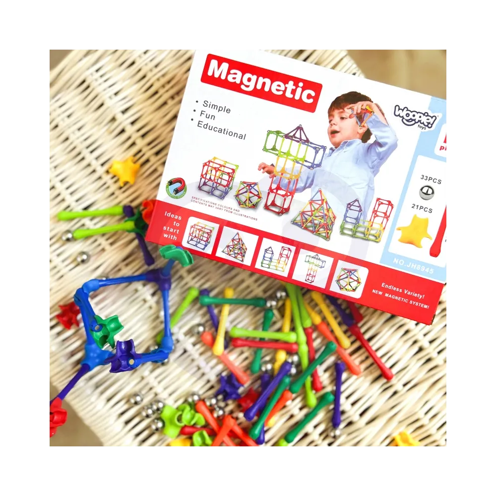 WOOPIE Klocki Magnetyczne Konstrukcyjne Układanka 110 el._4SZT