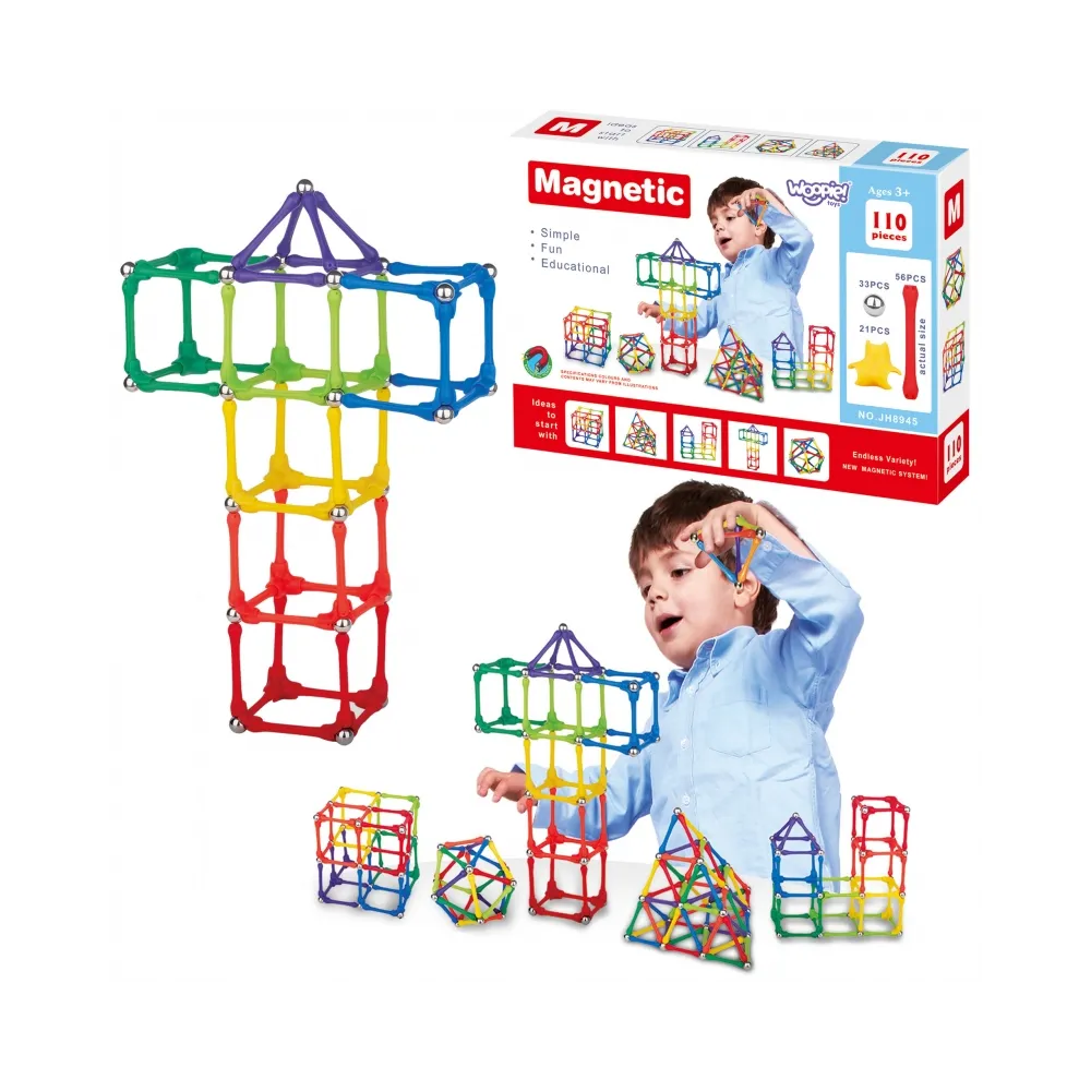 WOOPIE Klocki Magnetyczne Konstrukcyjne Układanka 110 el._8SZT