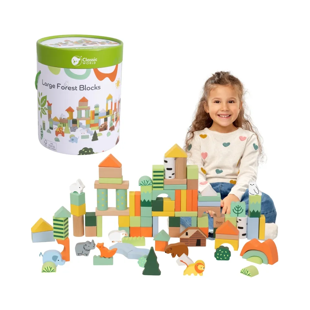 CLASSIC WORLD Zestaw Drewnianych Klocków Leśny Świat 100 el.
