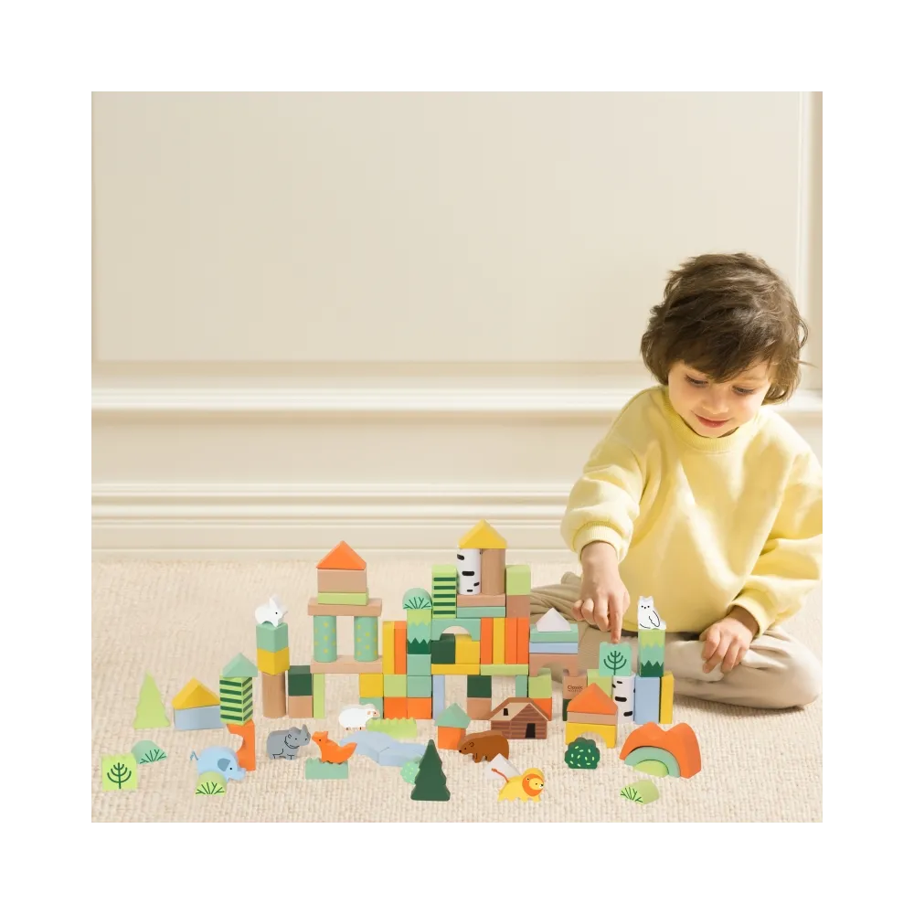 CLASSIC WORLD Zestaw Drewnianych Klocków Leśny Świat 100 el.