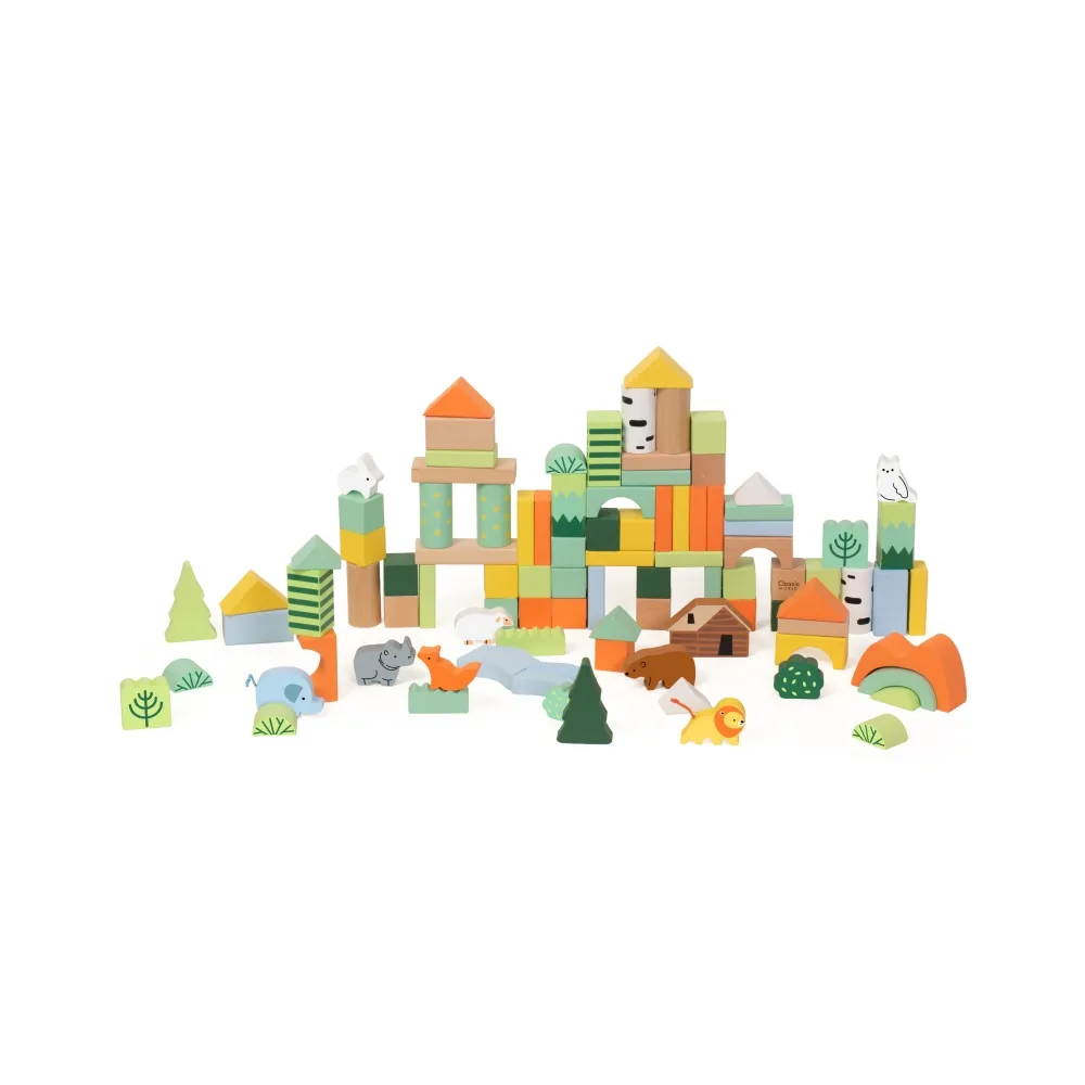 CLASSIC WORLD Zestaw Drewnianych Klocków Leśny Świat 100 el.