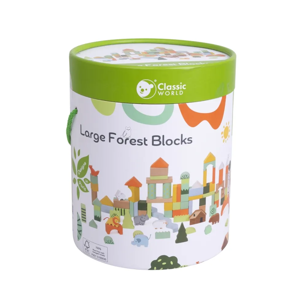CLASSIC WORLD Zestaw Drewnianych Klocków Leśny Świat 100 el.