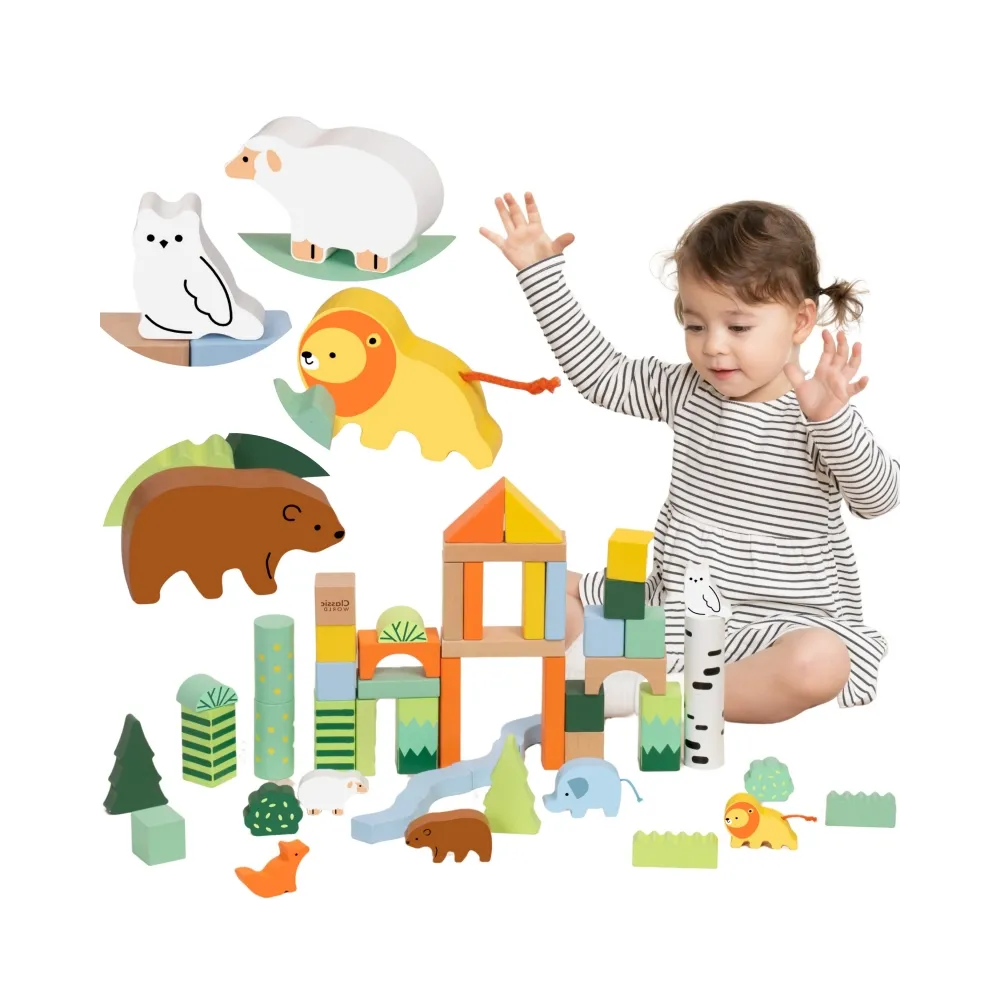 CLASSIC WORLD Zestaw Drewnianych Klocków Leśny Świat 50 el.