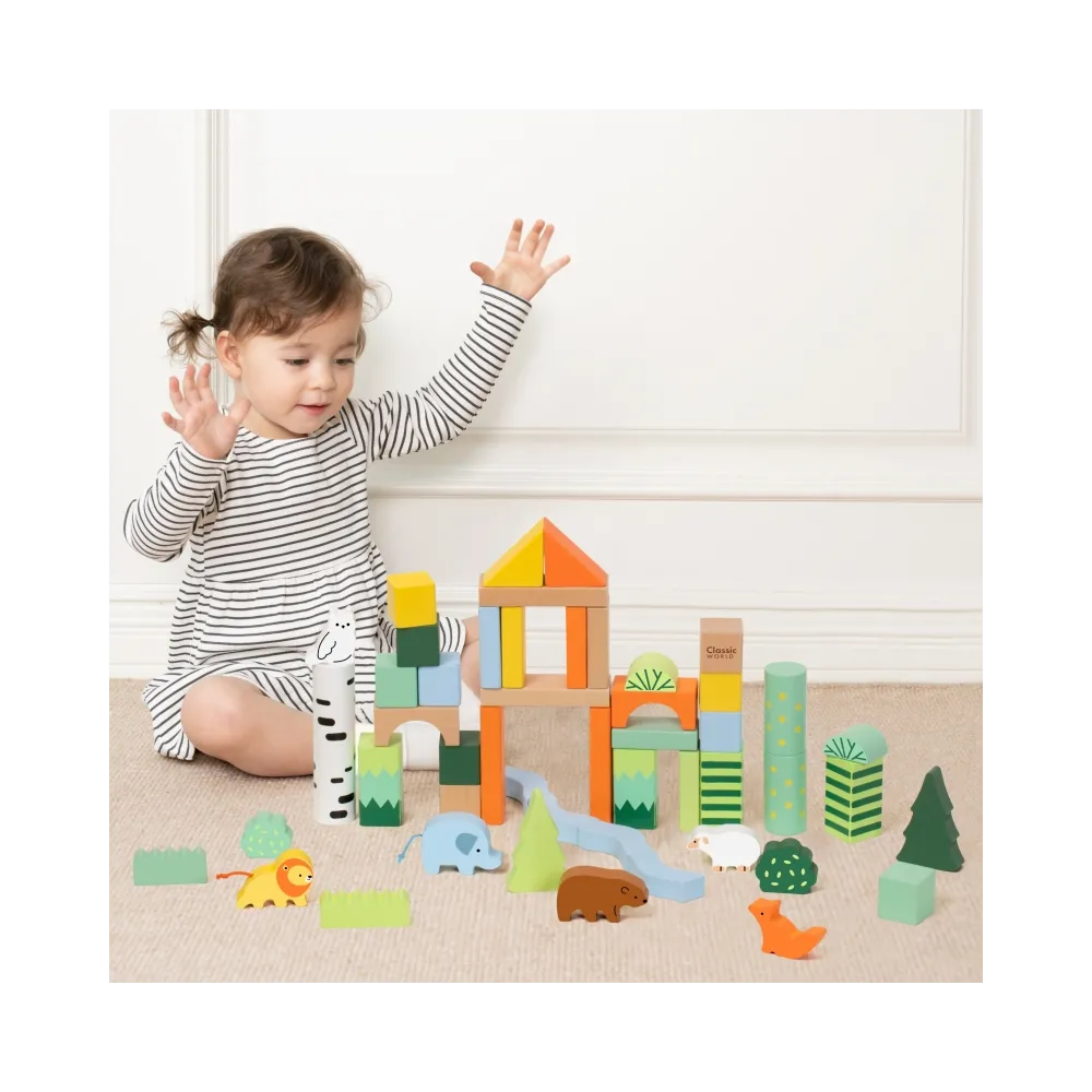 CLASSIC WORLD Zestaw Drewnianych Klocków Leśny Świat 50 el.