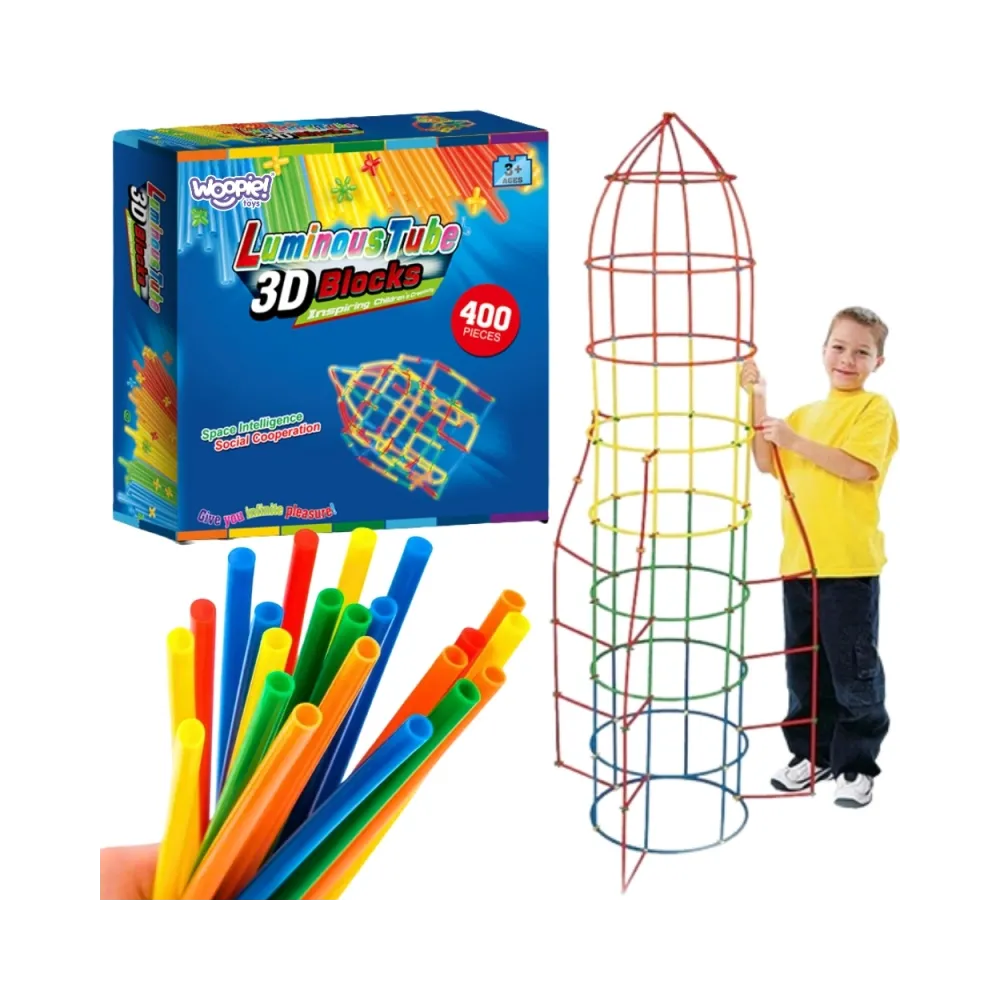 WOOPIE Klocki Konstrukcyjne Świecące Słomki 400 szt.