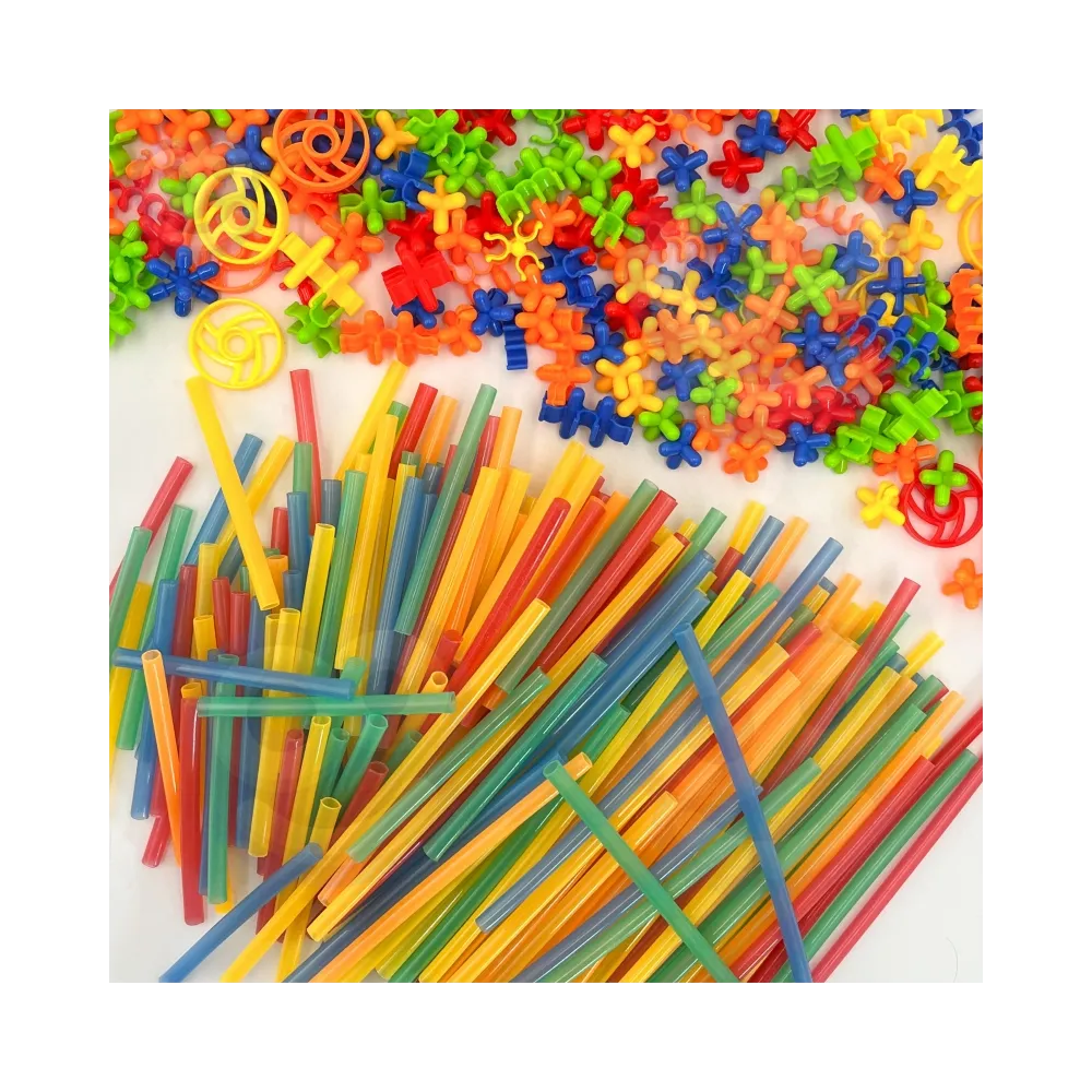 WOOPIE Klocki Konstrukcyjne Świecące Słomki 400 szt.