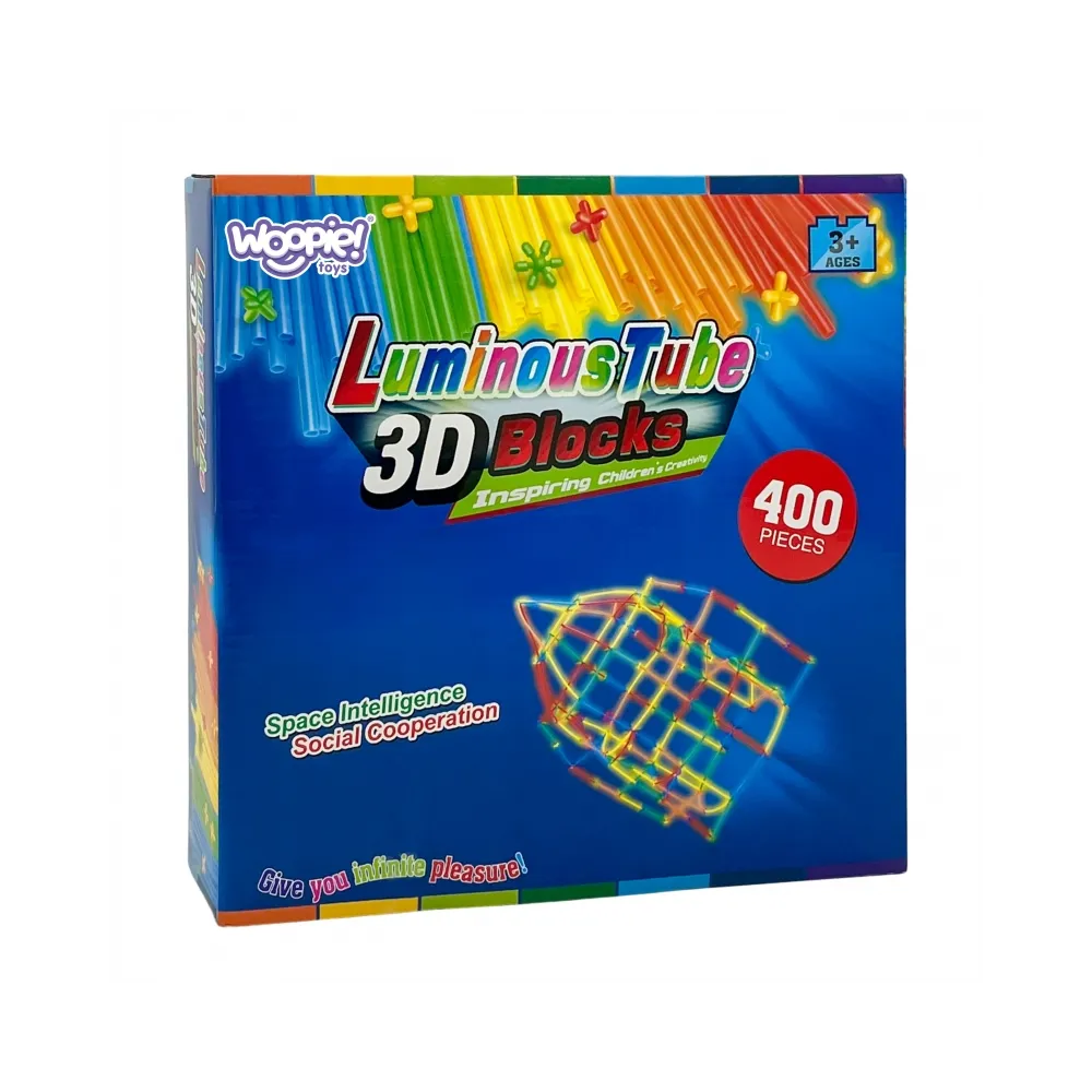 WOOPIE Klocki Konstrukcyjne Świecące Słomki 400 szt.