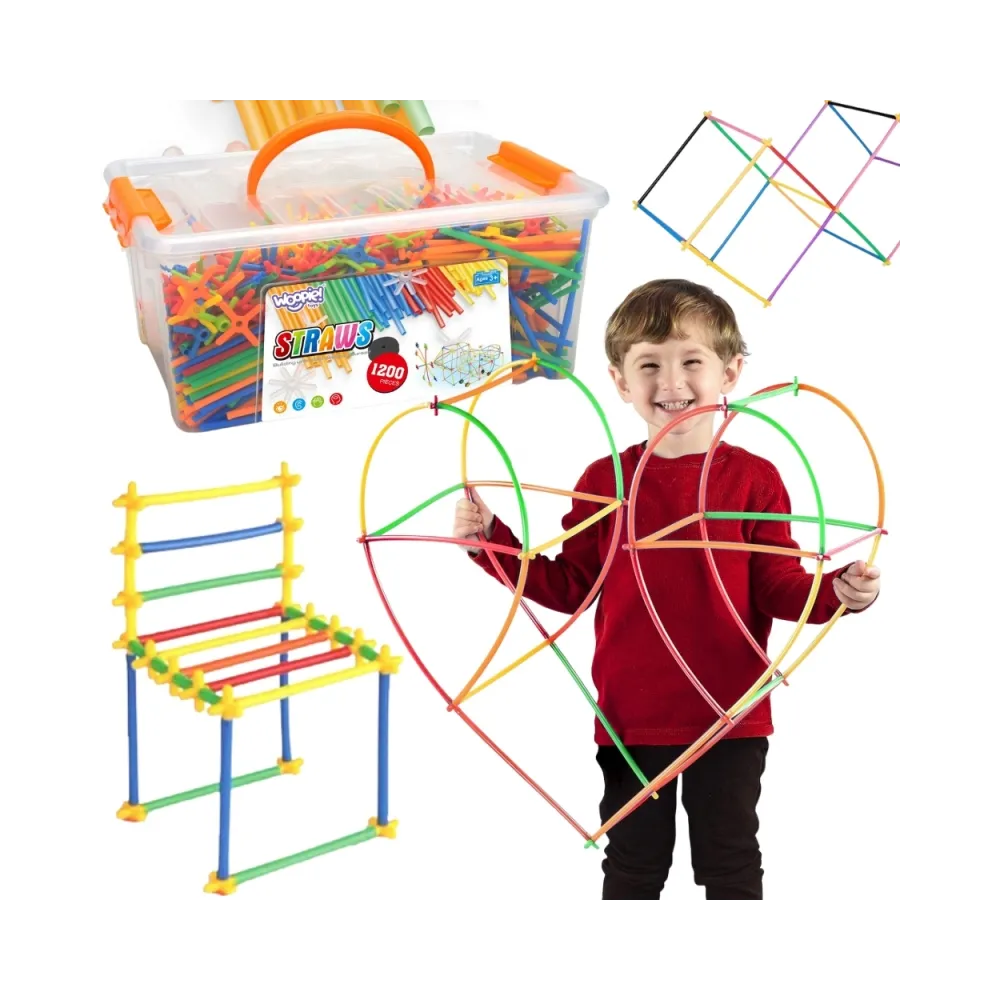 WOOPIE Klocki Konstrukcyjne Kolorowe Słomki 1200 el.