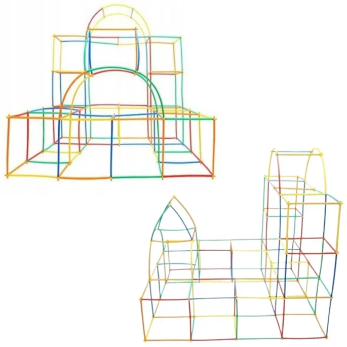 Kolorowe słomki do tworzenia kreatywnych budowli