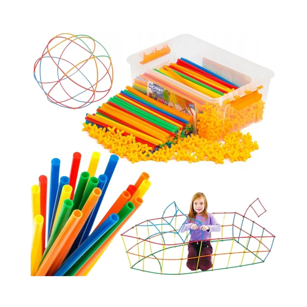 WOOPIE Klocki Konstrukcyjne Kolorowe Słomki 800 el.