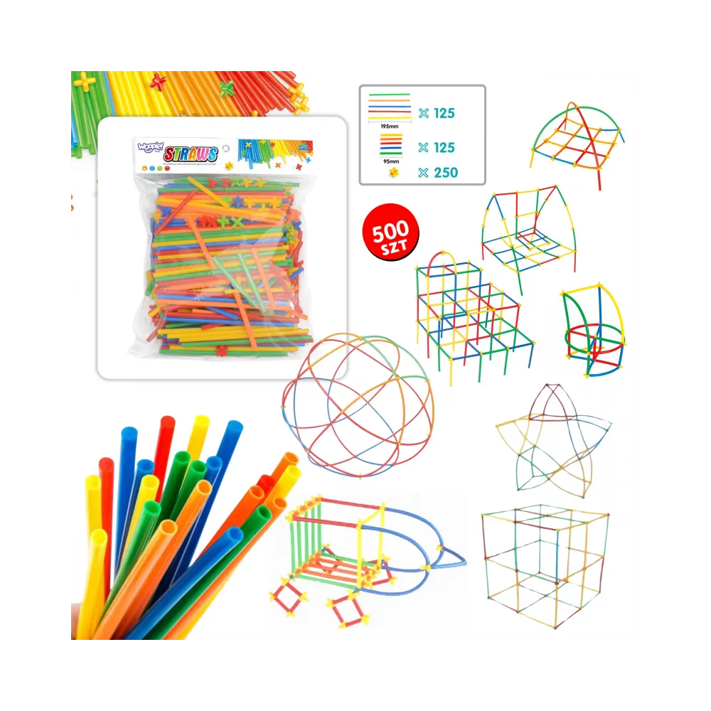 Pojemnik z rączką ułatwiający przechowywanie klocków konstrukcyjnych.