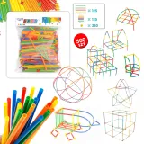 Pojemnik z rączką ułatwiający przechowywanie klocków konstrukcyjnych.