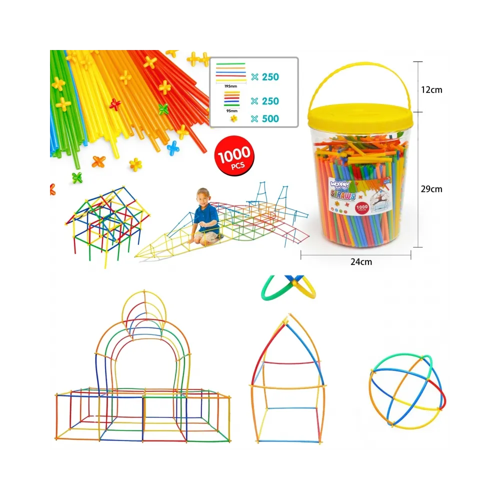 WOOPIE Klocki Konstrukcyjne Kolorowe Słomki 1000 el.