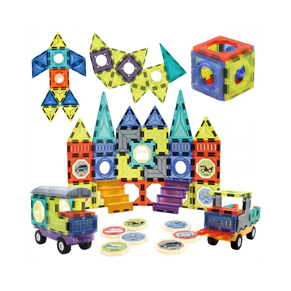 WOOPIE Klocki Magnetyczne 3D Zestaw Zamek Pojazdy 71el.