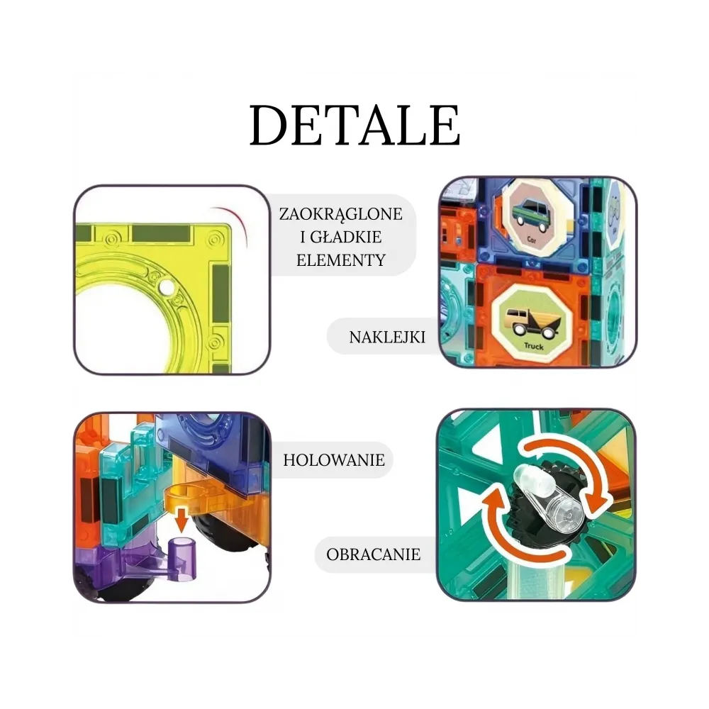 WOOPIE Klocki Magnetyczne 3D Zestaw Zamek Pojazdy 71el.