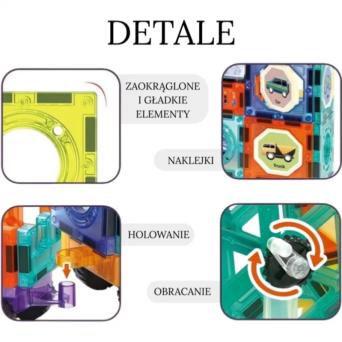 Dziecko bawi się klockami magnetycznymi 3D WOOPIE w parku.