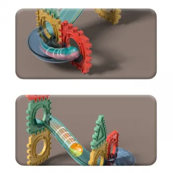 WOOPIE Klocki Konstrukcyjne 3D Zestaw Edukacyjny Tor Kulkowy Kulodrom Wafle 68el.