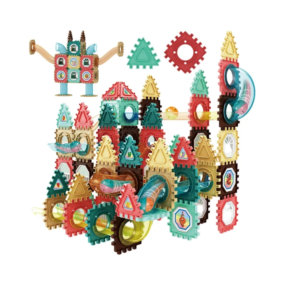 WOOPIE Klocki Konstrukcyjne 3D Zestaw Edukacyjny Tor Kulkowy Kulodrom Wafle 128el.