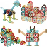 WOOPIE Klocki Konstrukcyjne 3D Zestaw Edukacyjny Tor Kulkowy Kulodrom Wafle 128el.