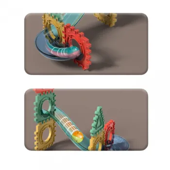 WOOPIE Klocki Konstrukcyjne 3D Zestaw Edukacyjny Tor Kulkowy Kulodrom Wafle 128el.