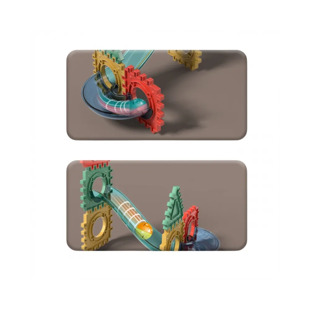 WOOPIE Klocki Konstrukcyjne 3D Zestaw Edukacyjny Tor Kulkowy Kulodrom Wafle 128el.
