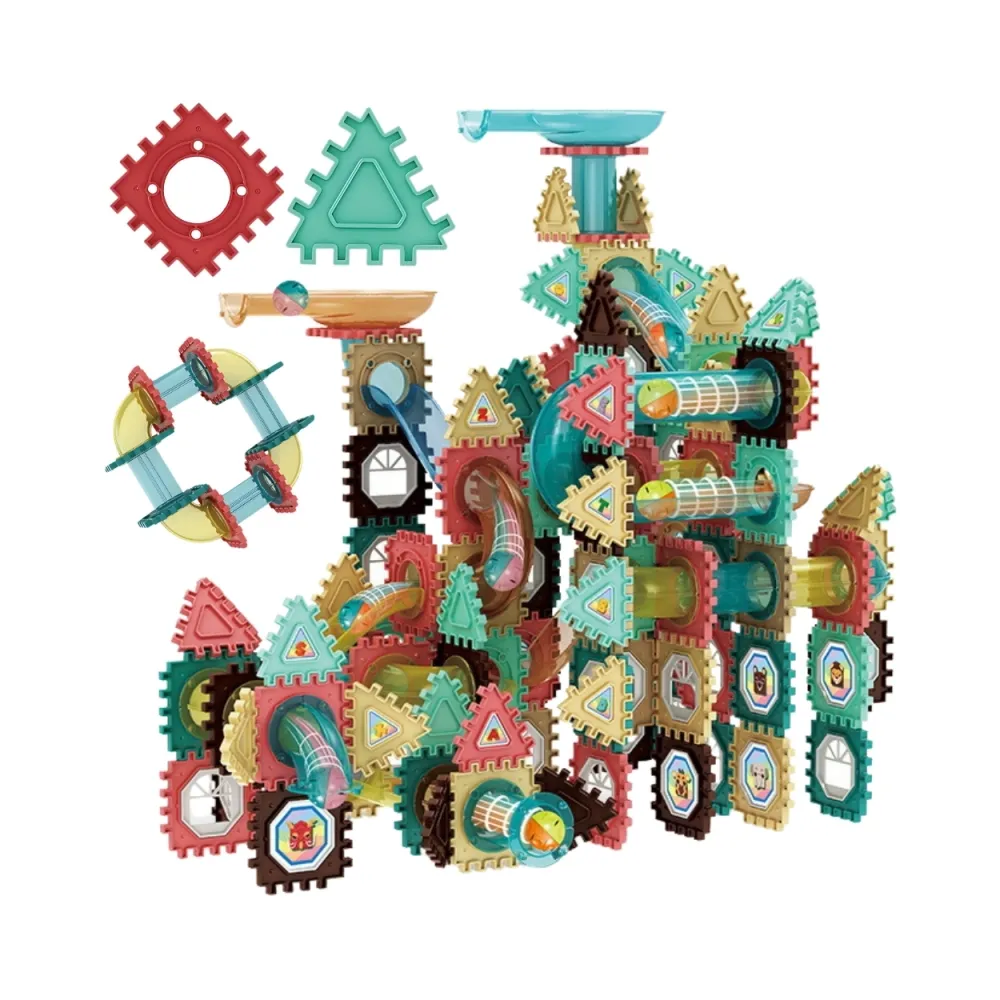 WOOPIE Klocki Konstrukcyjne 3D Zestaw Edukacyjny Tor Kulkowy Kulodrom Wafle 228el.