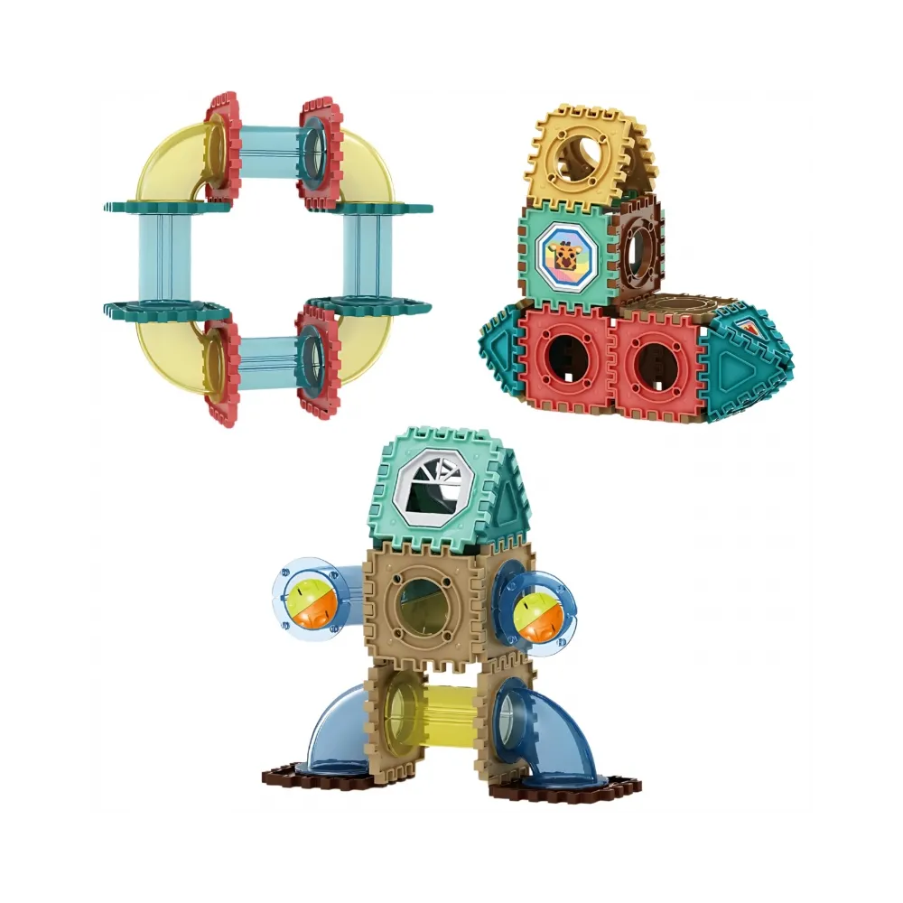 WOOPIE Klocki Konstrukcyjne 3D Zestaw Edukacyjny Tor Kulkowy Kulodrom Wafle 228el.