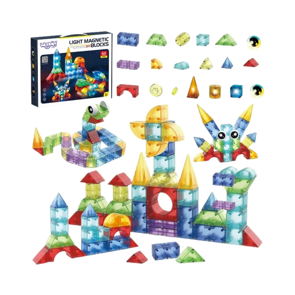 WOOPIE Klocki Magnetyczne Konstrukcyjne Sześciany 3D Zestaw Edukacyjny 63 el.