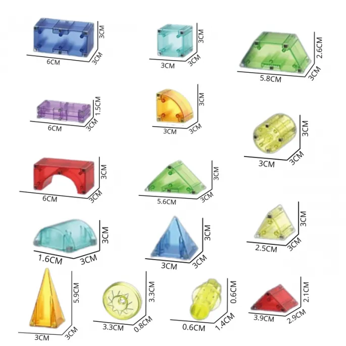 Magnetyczne klocki 3D do budowy różnorodnych modeli.