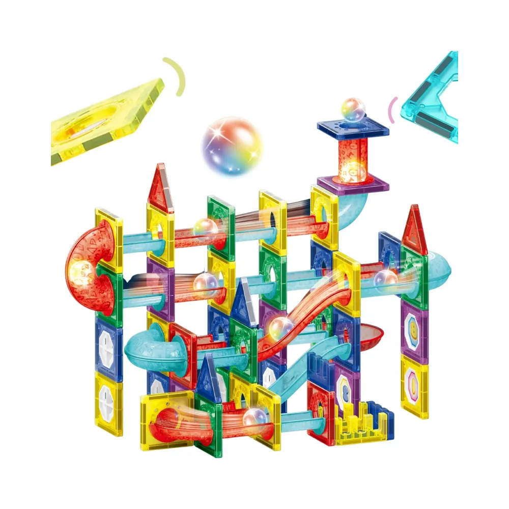 Magnetyczny kulodrom z świecącymi kulkami LED do kreatywnej zabawy