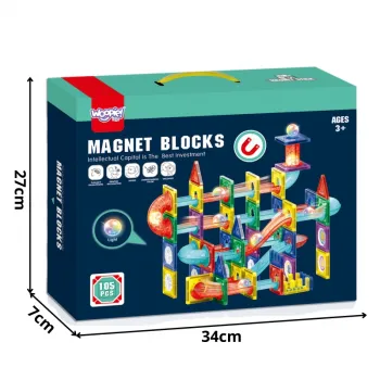 Kolorowe klocki i tor kulkowy do rozwijania wyobraźni i koordynacji