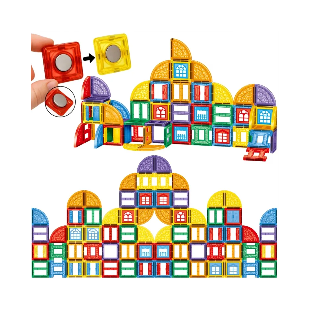 WOOPIE Klocki Magnetyczne Konstrukcyjne 3D Zestaw Edukacyjny Zamek 100el.