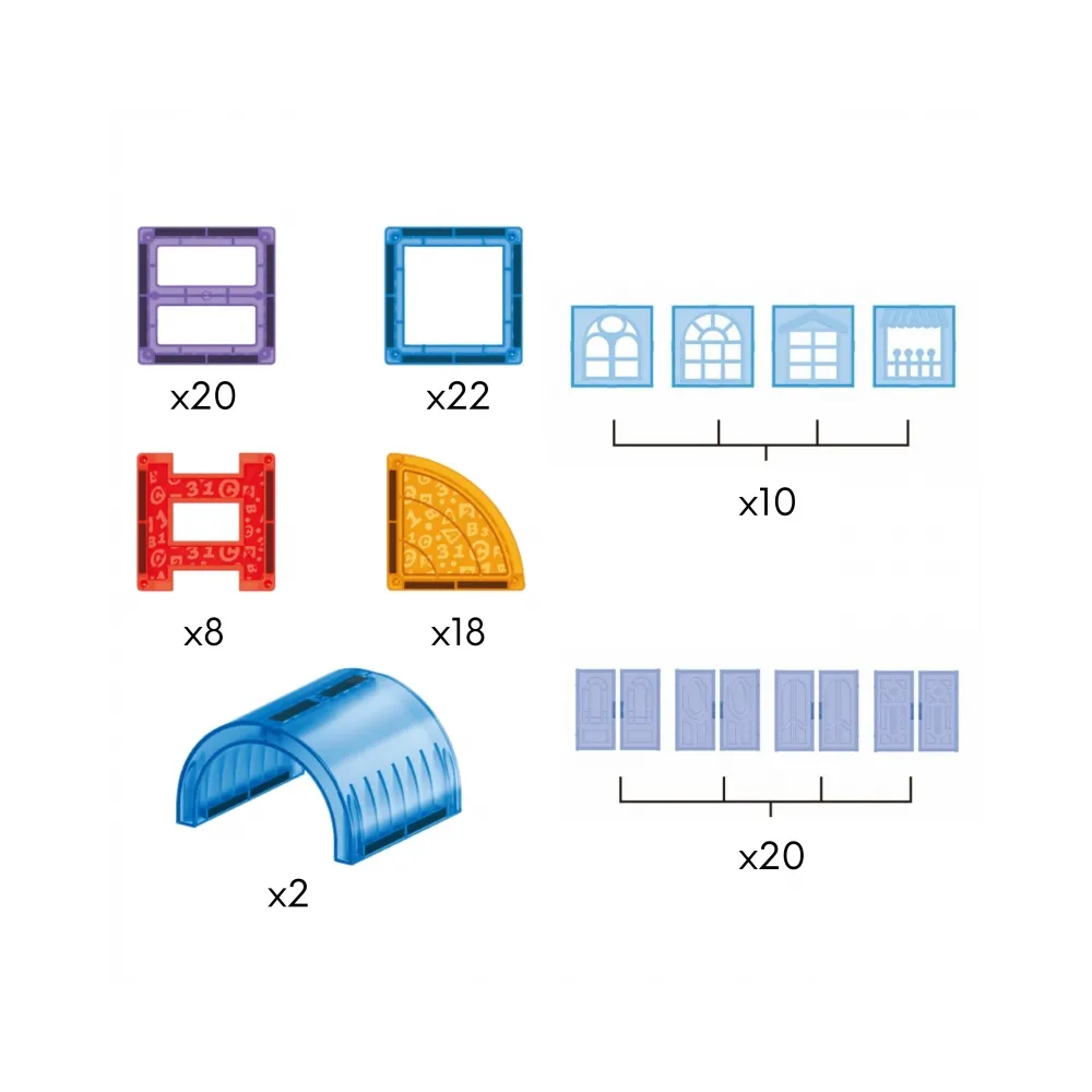 WOOPIE Klocki Magnetyczne Konstrukcyjne 3D Zestaw Edukacyjny Zamek 100el.