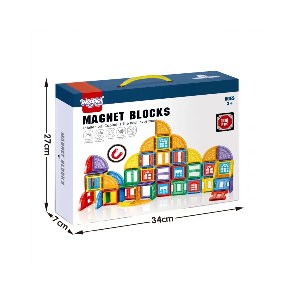 WOOPIE Klocki Magnetyczne Konstrukcyjne 3D Zestaw Edukacyjny Zamek 100el.