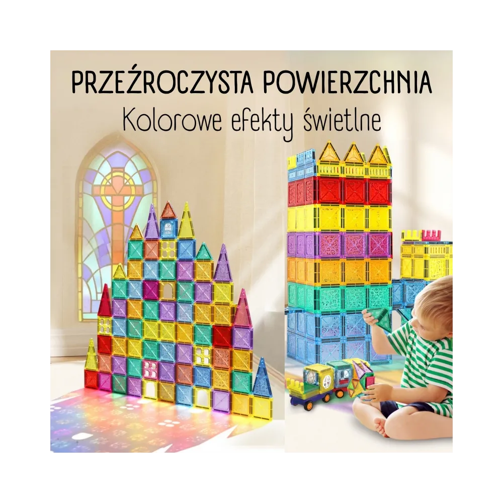 Kolorowe elementy klocków Woopie prezentowane na białym tle