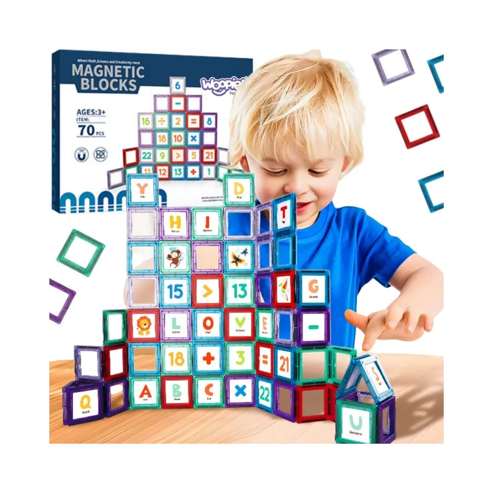 WOOPIE Klocki Magnetyczne Konstrukcyjne 3D Zestaw Edukacyjny Nauka Liczenia 70 el.