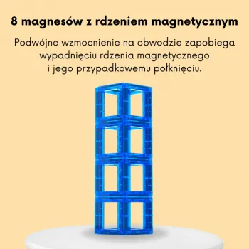 WOOPIE Przestrzenne Klocki Magnetyczne Nauka Liter 70 Elementów