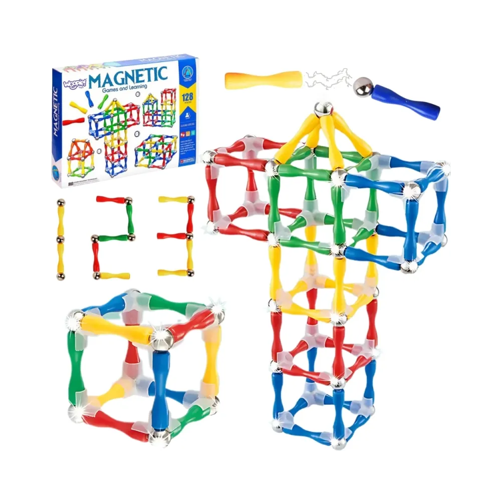WOOPIE Klocki Magnetyczne Konstrukcyjne 3D 128 el. XXL